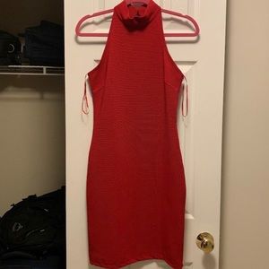 ASOS red midi ribbed shift dress - back cut out